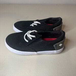 NEW Sperry Toddler Black Lace-Up Sneakers Size 8